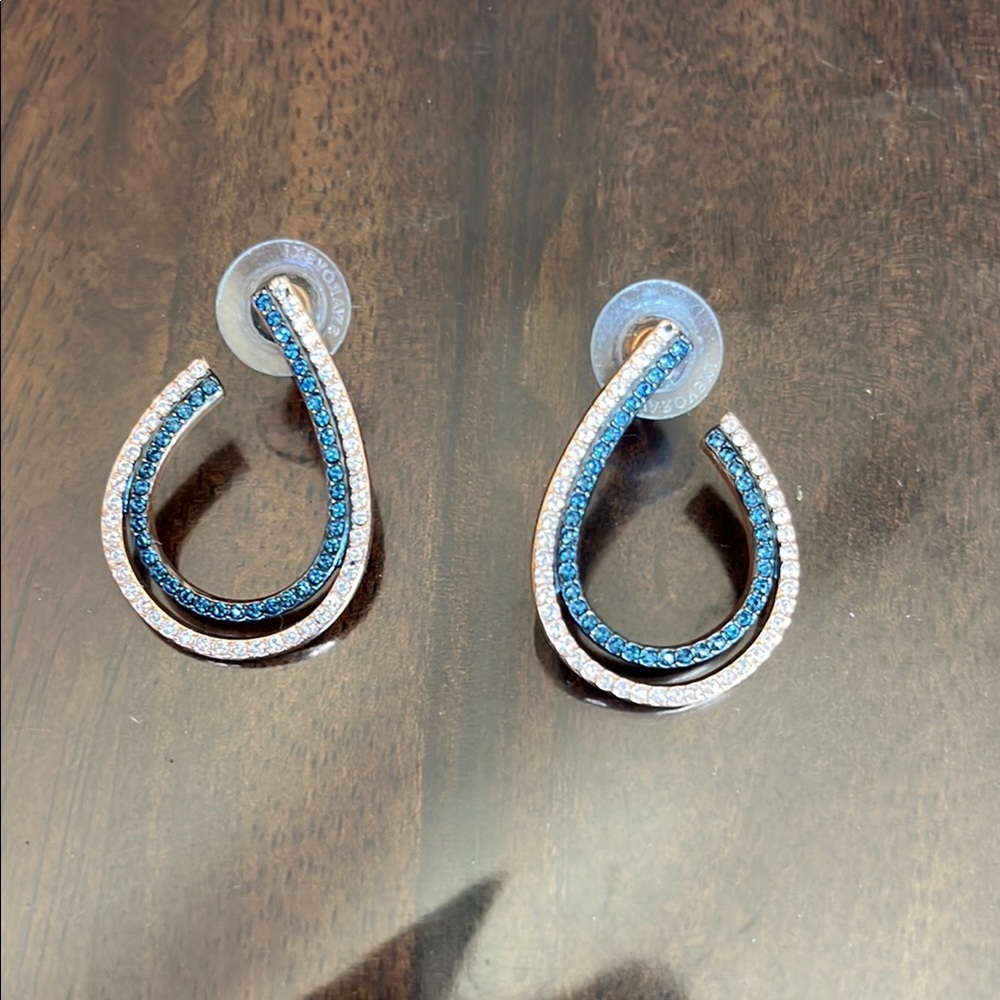 Swarovski Elegant Blue and Silver Teardrop Earrings